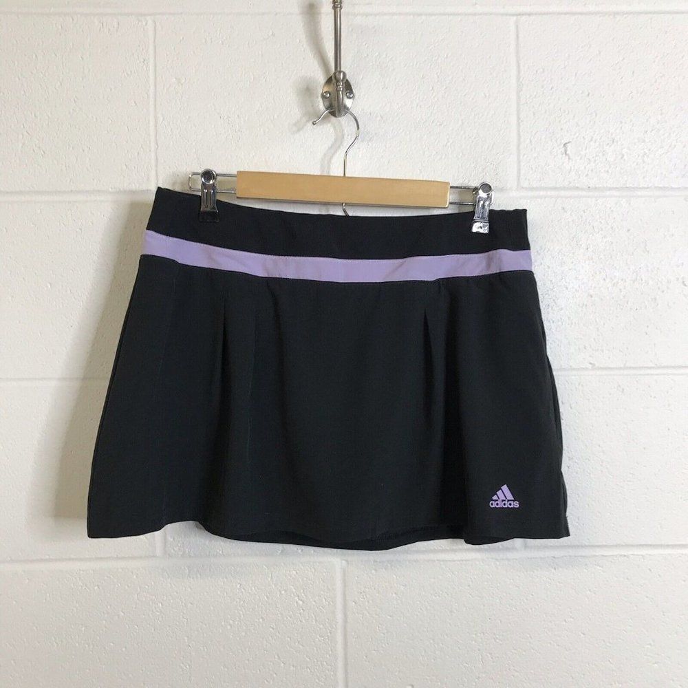 Adidas Climalite Womens Pleated Front Golf Tennis Skirt Skort Black Lavender Lg